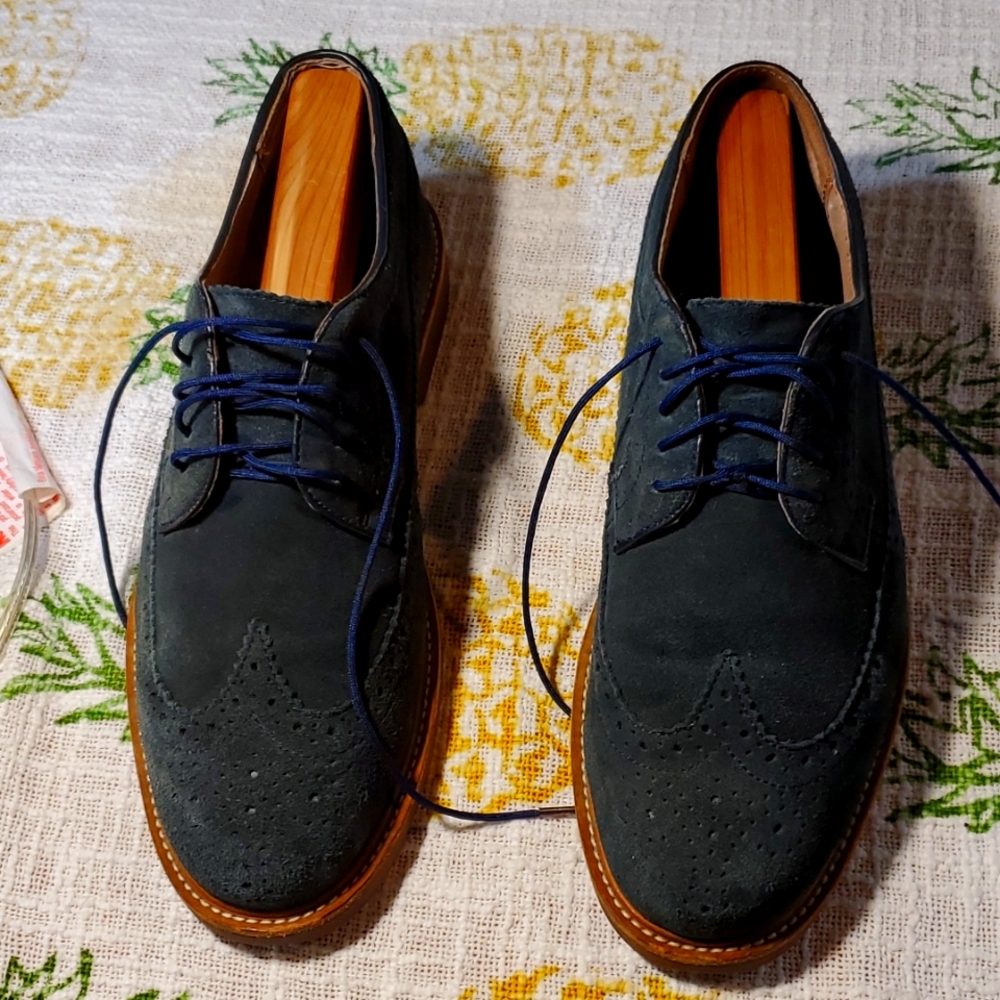 Blue Suede Wing Tips